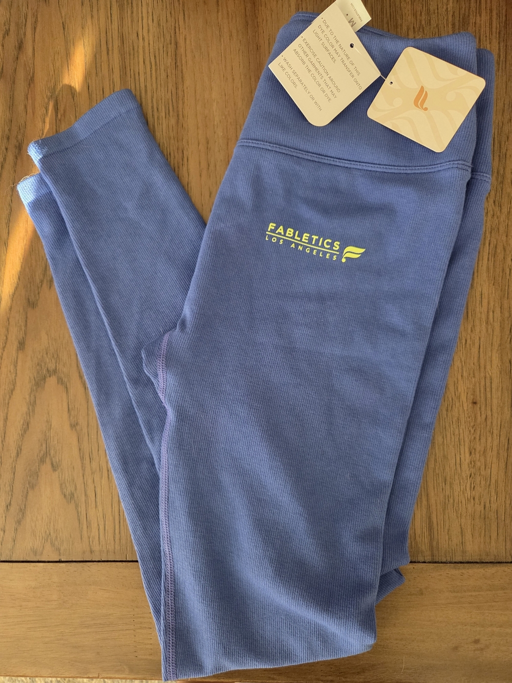 Fabletics Periwinkle Athletic Leggings with Lime Logo